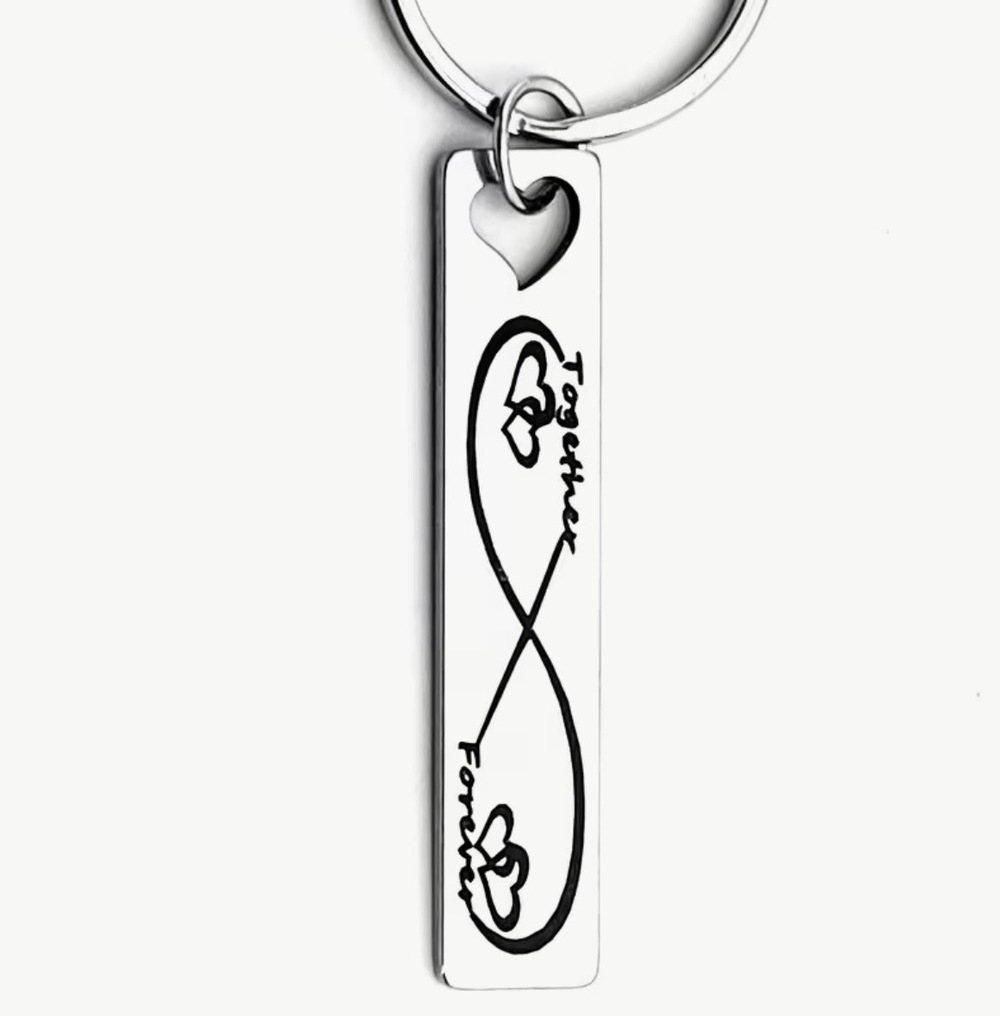 3/$25 Together Forever Infinity Symbol Hearts Stainless Steel Keychain NEW